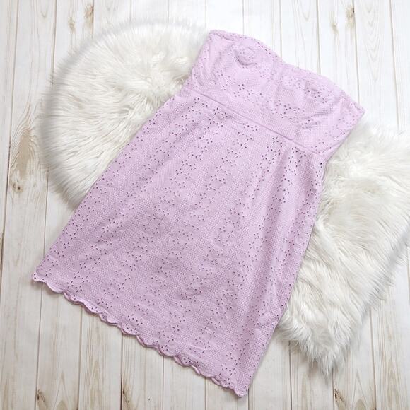 🆕 J. Crew Women's Lavender Eyelet Corset Sheath Dress Strapless NEW - Picture 2 of 5